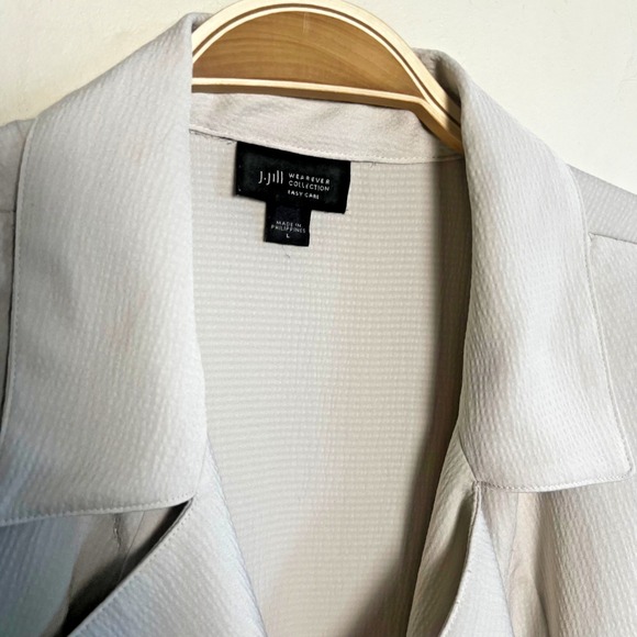 J. Jill Wearever Collection Drape-front Trench Jacket Size L Oatmeal Easy Care - Picture 8 of 9